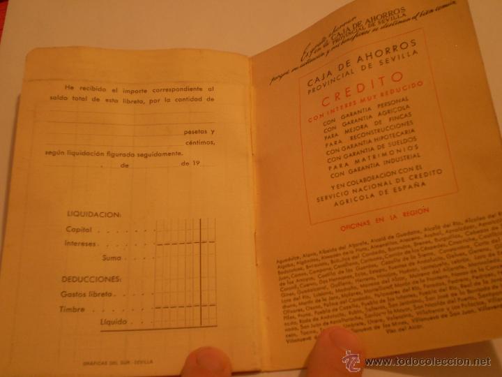 Documentos bancarios: LIBRETA DE AHORROS.CAJA PROVINCIAL DE SEVILLA.1958. - Foto 4