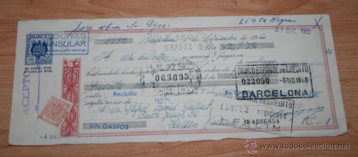Documentos bancarios: ANTIGUA LETRA DE CAMBIO 1960 - HELLIN - BARCELONA - Foto 1