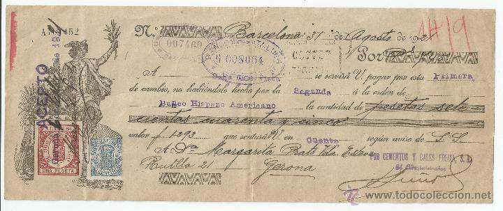 Documentos bancarios: LETRA DE CAMBIO A&Ntilde;O 1921 - BANCO HISPANO AMERICANO - Foto 1