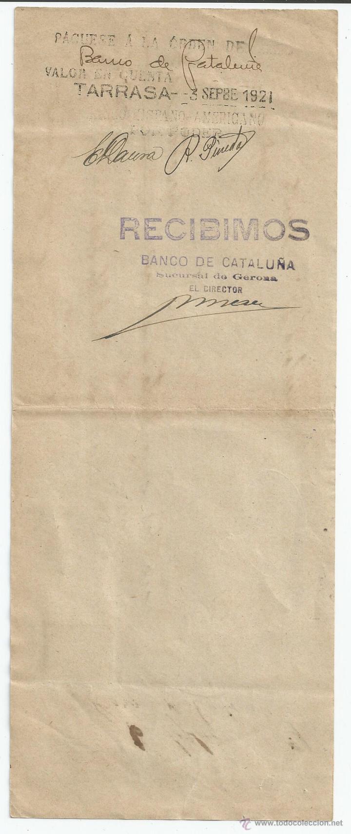 Documentos bancarios: LETRA DE CAMBIO A&Ntilde;O 1921 - BANCO HISPANO AMERICANO - Foto 2