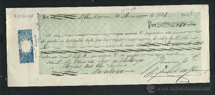 Documentos bancarios: Letra de cambio. Bilbao 5 de marzo de 1881. - Foto 1
