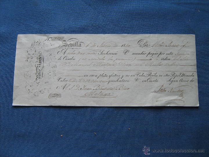 Documentos bancarios: LETRA DE CAMBIO FECHADA EN SEVILLA EN 1840 - Foto 1