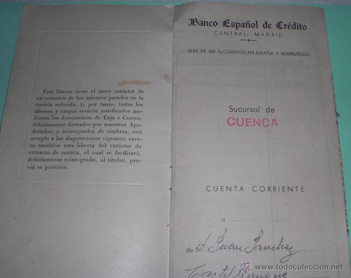 Documentos bancarios: Cuenta corriente banco espa&ntilde;ol de credito Cuenca 1959 - Foto 2