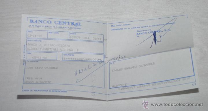 Documentos bancarios: RECIBO DEL BANCO CENTRAL 1990 - Foto 1