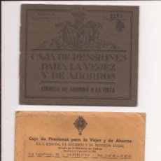 Documentos bancarios: SOBRE Y LIBRETA DE CRÉDITO CAJA DE PENSIONES PARA LA VEJEZ Y DE AHORROS / 1954. Lote 51239191