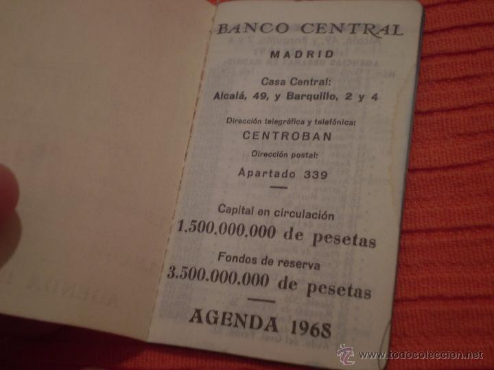 Documentos bancarios: BANCO CENTRAL.MADRID.AGENDA,1968. - Foto 2