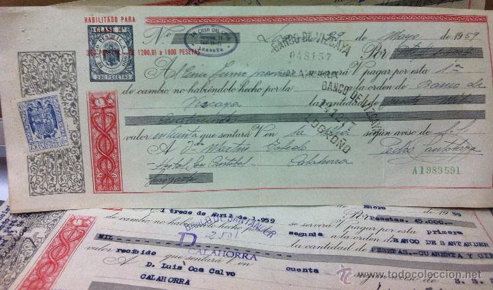 Documentos bancarios: 3 LETRAS DE CAMBIO 1958 CALAHORRA LA RIOJA - Foto 3