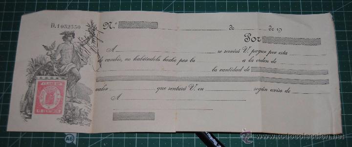 Documentos bancarios: ANTIGUA LETRA DE CAMBIO NO ESCRITA - Foto 1