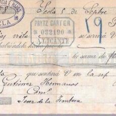 Documentos bancarios: LETRA 1900. PASCUAL GARCIA E HIJOS, YECLA. PRYTZ CARTER, ALICANTE.. Lote 53627020