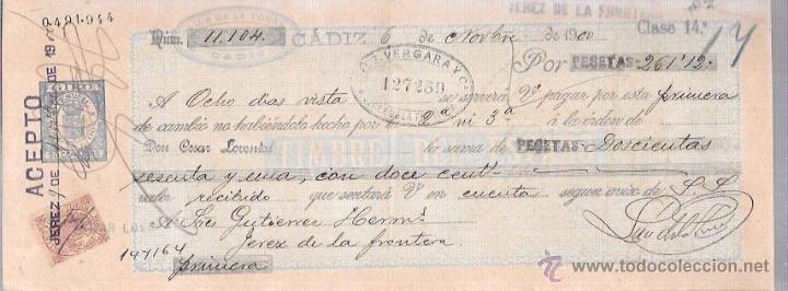 Documentos bancarios: LETRA 1900. CESAR LOVENTAL. LUIS DE LA TORRE. - Foto 1