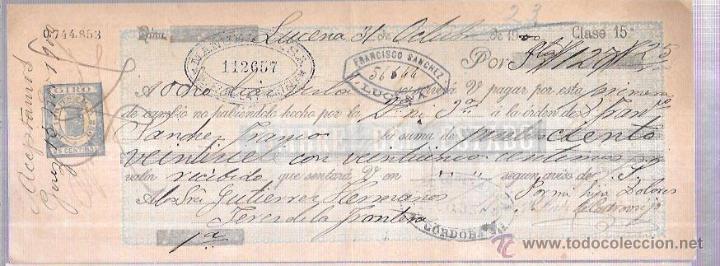Documentos bancarios: LETRA A&Ntilde;O 1900. FRANCISCO SANCHEZ, LUCENA. - Foto 1