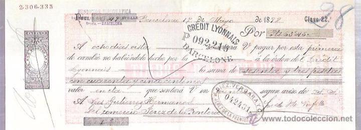 Documentos bancarios: LETRA, A&Ntilde;O 1898. FUNDICION TIPOGRAFICA, BARCELONA. - Foto 1