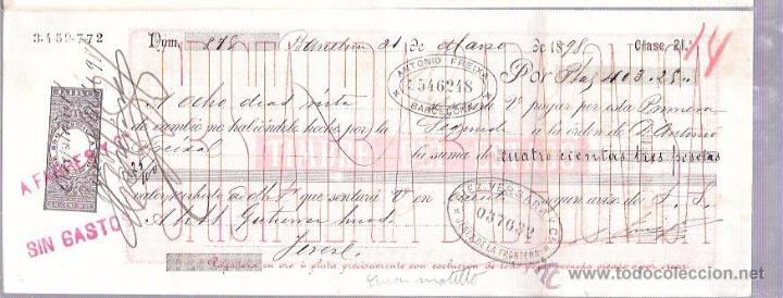 Documentos bancarios: LETRA, A&Ntilde;O 1898. ANTONIO FREIXA, BARCELONA. - Foto 1