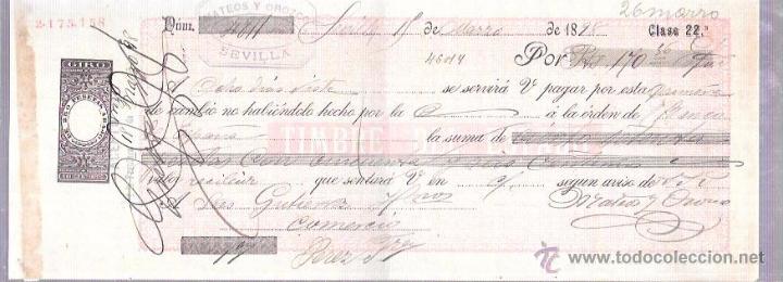 Documentos bancarios: LETRA, A&Ntilde;O 1898. MATEOS Y OROZCO, SEVILLA. - Foto 1
