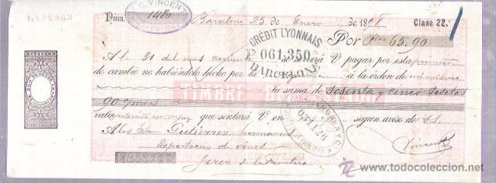 Documentos bancarios: LETRA, A&Ntilde;O 1898. J. C. VINCENT, BARCELONA - Foto 1
