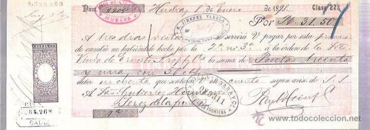Documentos bancarios: LETRA, A&Ntilde;O 1898. PAUL HEINZE Y C&ordf;, HUELVA. - Foto 1