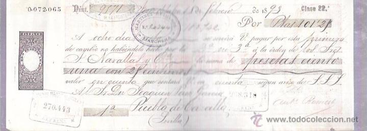 Documentos bancarios: LETRA, A&Ntilde;O 1893. MARTINEZ HERMANOS, MARCHENA. - Foto 1
