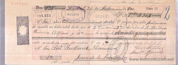 Documentos bancarios: LETRA, A&Ntilde;O 1900. RUISECO ALFARO Y C&ordf;, MADRID. - Foto 1
