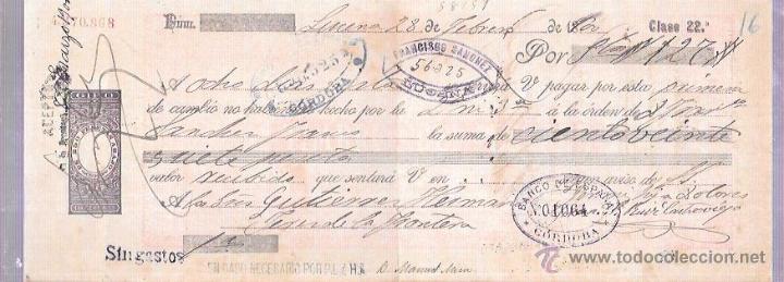Documentos bancarios: LETRA, A&Ntilde;O 1900. FRANCISCO SANCHEZ, LUCENA. - Foto 1