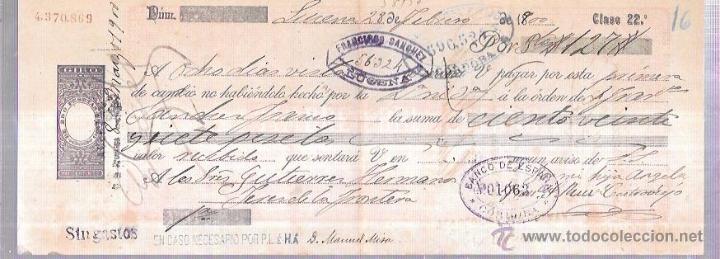 Documentos bancarios: LETRA, A&Ntilde;O 1900. FRANCISCO SANCHEZ, LUCENA. - Foto 1