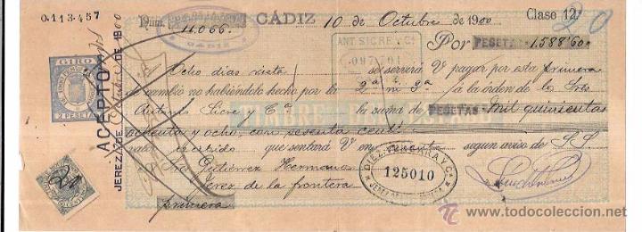 Documentos bancarios: LETRA, A&Ntilde;O 1900. ANTONIO SICRE Y C&ordf;. CADIZ - Foto 1