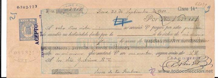 Documentos bancarios: LETRA, A&Ntilde;O 1900. JAIME RIUS. REUS. - Foto 1