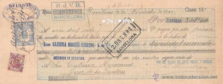 Documentos bancarios: LETRA, A&Ntilde;O 1900. H.J.V.R. BARCELONA. - Foto 1