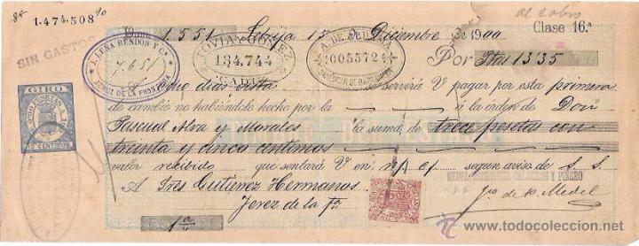 Documentos bancarios: LETRA, A&Ntilde;O 1900. TOVIA Y GOMEZ, CADIZ. - Foto 1