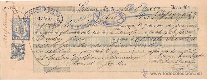 Documentos bancarios: LETRA, A&Ntilde;O 1900. FRANCISCO SANCHEZ, LUCENA. - Foto 1