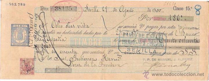 Documentos bancarios: LETRA, A&Ntilde;O 1900. MANUEL J. ALPERIZ, SEVILLA. - Foto 1
