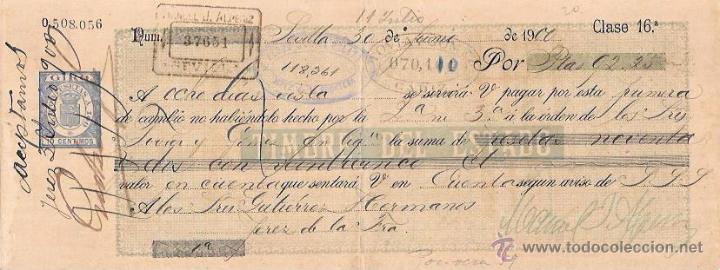 Documentos bancarios: LETRA, A&Ntilde;O 1900. MANUEL J. ALPERIZ, SEVILLA. - Foto 1