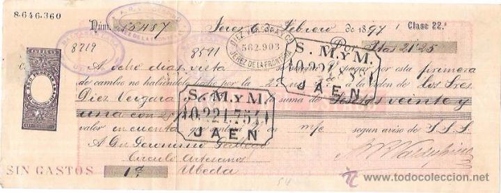 Documentos bancarios: LETRA, A&Ntilde;O 1897. S. M. Y M. JAEN. - Foto 1
