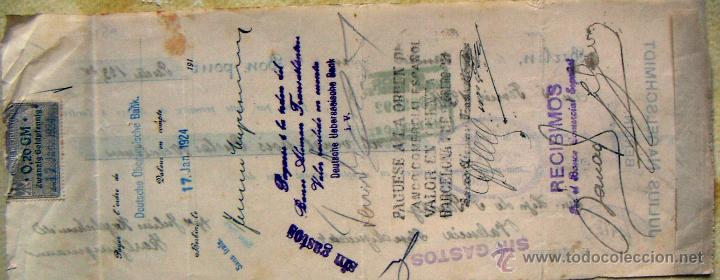 Documentos bancarios: Letra de cambio 123 pesetas 1924 - Foto 2