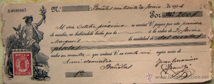 Documentos bancarios: Letra de cambio 200 pesetas 1904 - Foto 1