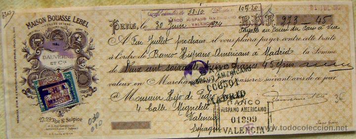 Documentos bancarios: Letra de cambio 273,45 Francos 1924 - Foto 1