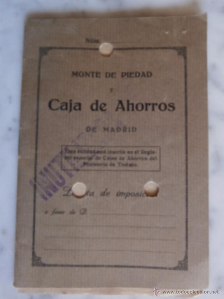 Documentos bancarios: libreta  monte de piedad y caja de ahorros  de madrid  inutilizada - Foto 1