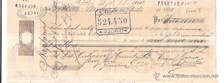 Documentos bancarios: LETRA, A&Ntilde;O 1882. MIGUEL GARCIA, MALAGA. - Foto 1