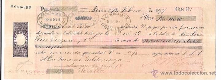 Documentos bancarios: LETRA, A&Ntilde;O 1897. VALDESPINO, JEREZ. - Foto 1