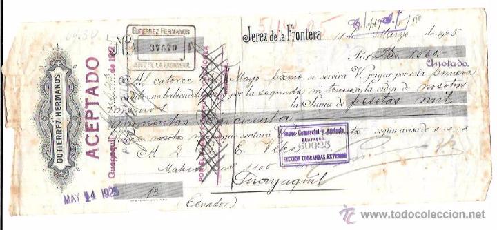 Documentos bancarios: LETRA, A&Ntilde;O 1925. GUTIERREZ HERMANOS, JEREZ. - Foto 1