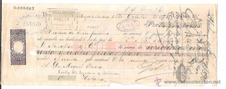 Documentos bancarios: LETRA, A&Ntilde;O 1895. MANUEL MISA, LONDON. - Foto 1