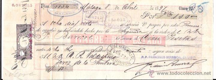 Documentos bancarios: LETRA, A&Ntilde;O 1894. FRANCISCO BERROCAL, MALAGA. - Foto 1