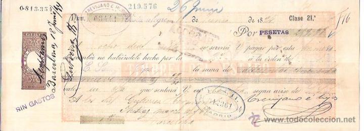 Documentos bancarios: LETRA, A&Ntilde;O 1894. E. S. H., MADRID. - Foto 1