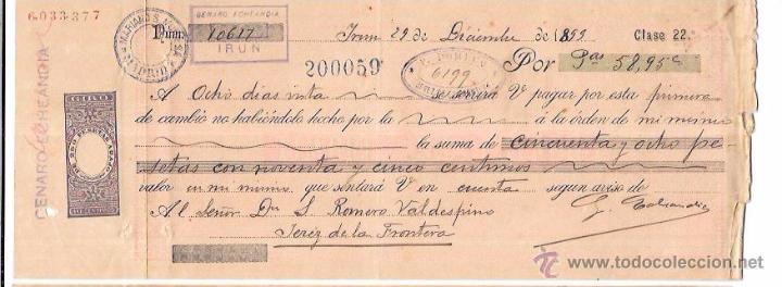 Documentos bancarios: LETRA, A&Ntilde;O 1899. GENARO ECHEANDIA, IRUN. - Foto 1