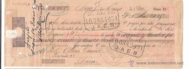 Documentos bancarios: LETRA, A&Ntilde;O 1900. S. M. H. JA&Eacute;N. - Foto 1