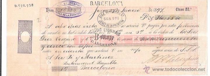 Documentos bancarios: LETRA, A&Ntilde;O 1894. CREDIT LYONNAIS, BARCELONE. - Foto 1