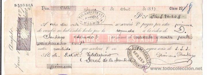 Documentos bancarios: LETRA, A&Ntilde;O 1894. MAX LAFFITE Y C&ordf;. MADRID. - Foto 1