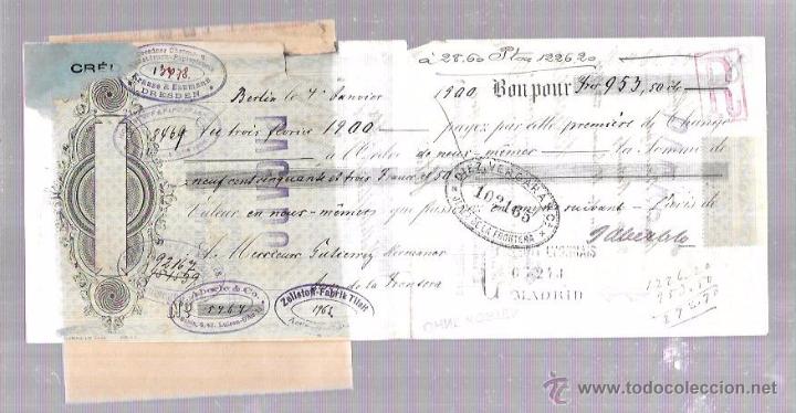 Documentos bancarios: LETRA BANCARIA. ABERLE Y C&ordm;. BERLIN. 1900. - Foto 1