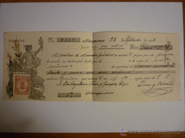 Documentos bancarios: LETRA DE CAMBIO A&Ntilde;O 1906. REALIZADA EN FRANCOS. - Foto 1