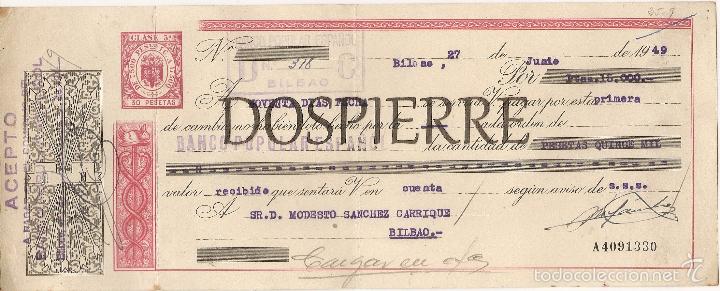 Documentos bancarios: LETRA DE CAMBIO, BANCO POPULAR, 1949 - Foto 1