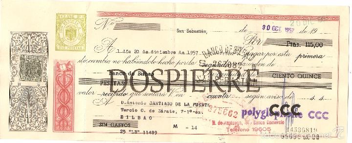 Documentos bancarios: LETRA DE CAMBIO, BANCO DE BILBAO, CCC POLYGLOPHONE, 1957 - Foto 1